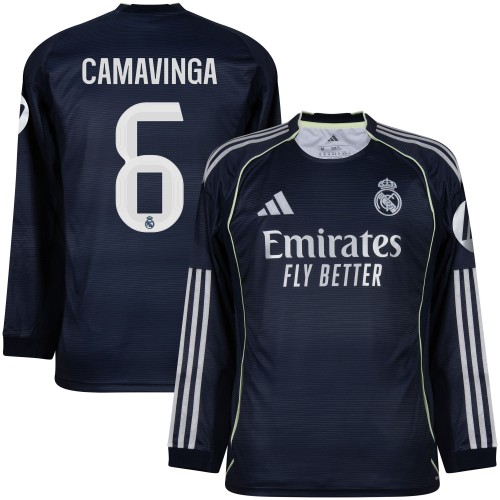 Real Madrid Bortatröja Camavinga 6 2025–2026 Långärmad Real Madrid Bortatröja Camavinga 6 2025–2026 Långärmad